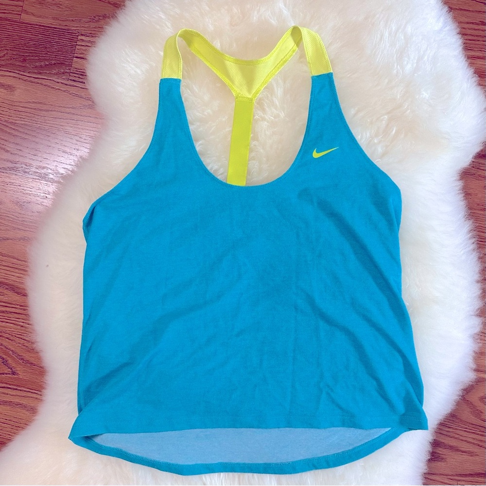 Nike Elastika Tank EUC Submarine Green Blue Teal Volt Yellow SZ M